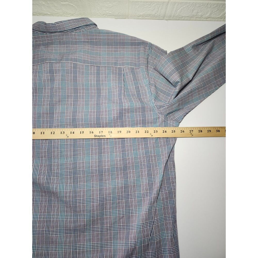 Van Heusen Multi-Checkered Long Sleeve Button Down Shirt 100% Cotton Purple XL - Picture 8 of 8